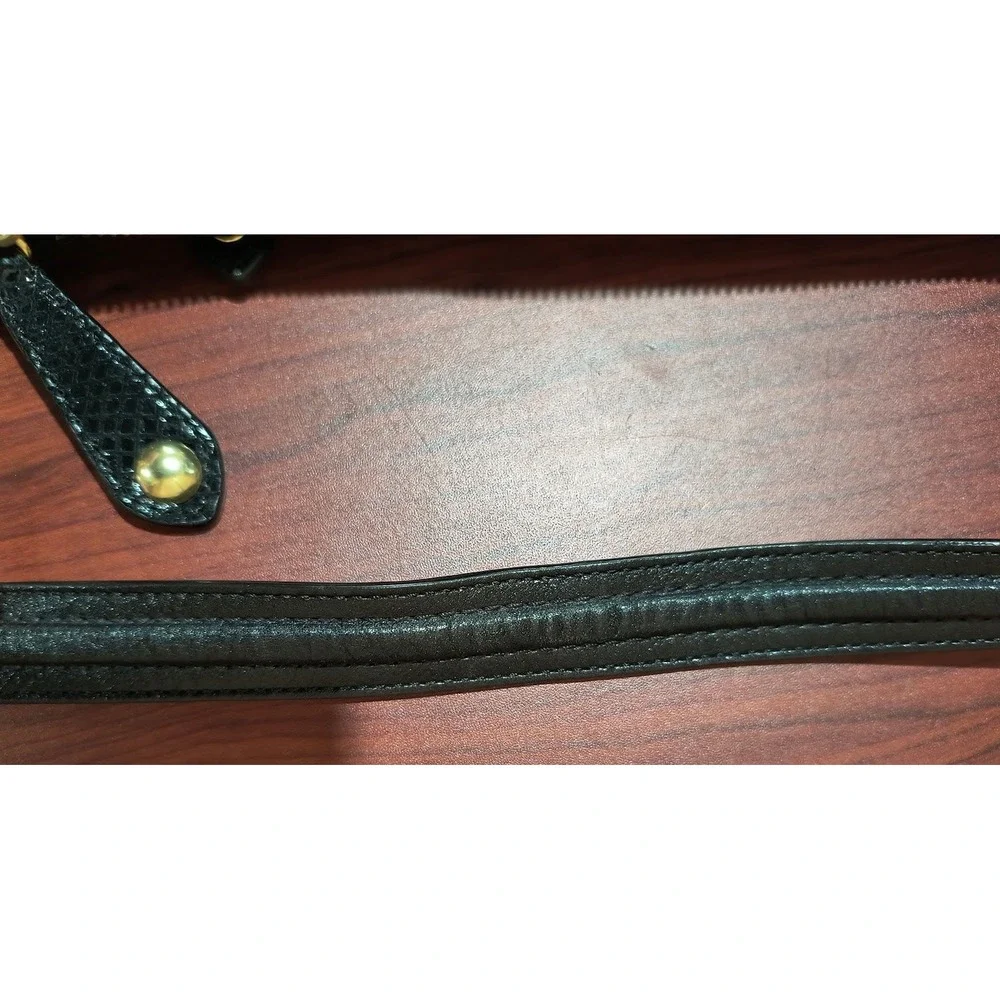 Coach Black Ashley Leather Snakeskin Trim Hobo‎ Bag F1260-F20114 Gold Hardware